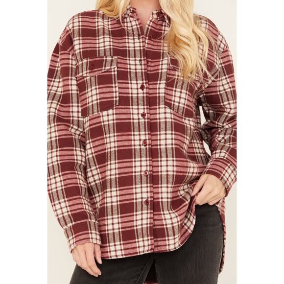 Cleo and Wolf Women's Size M Shacket Plaid Red 100% Cotton - Picture 13 of 14